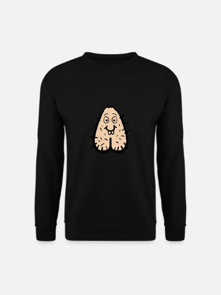 Testikler, ansigtspenis, sæk, sjov behåret gave. - Unisex sweater - sort