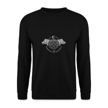 Wölfe Pentagram - Unisex Pullover - Schwarz - Vorne - Alina (178cm) & Michal (187cm)