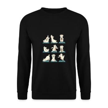 Ziege Ziegen Bauer Welpen Yoga Gymnastik Geschenk - Unisex Pullover - Schwarz - Vorne - Alina (178cm) & Michal (187cm)