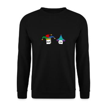 Alt F4, clavier, cadeau humour nerd informatique - Sweat-shirt Unisexe - noir - Devant - Alina (178cm) & Michal (187cm)