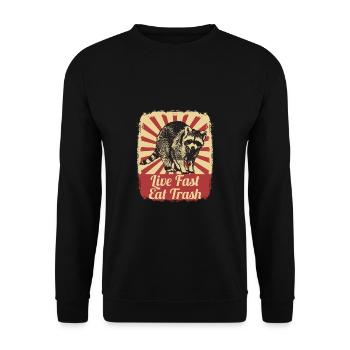 Raton laveur Raton laveur Live Fast Eat Trash Gift - Sweat-shirt Unisexe - noir - Devant - Alina (178cm) & Michal (187cm)