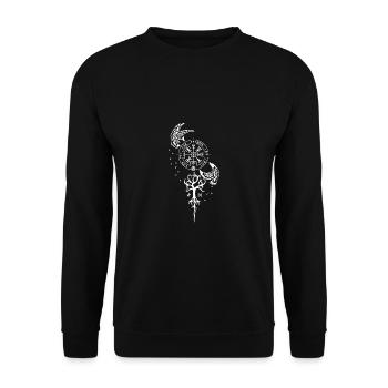 Symbolisme nordique - Runes, Vevisir, Corbeaux - Sweat-shirt Unisexe - noir - Devant - Alina (178cm) & Michal (187cm)
