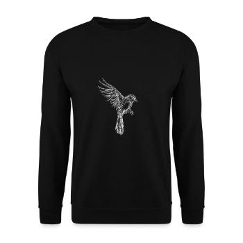 Spatz und Wald - Unisex Pullover - Schwarz - Vorne - Alina (178cm) & Michal (187cm)