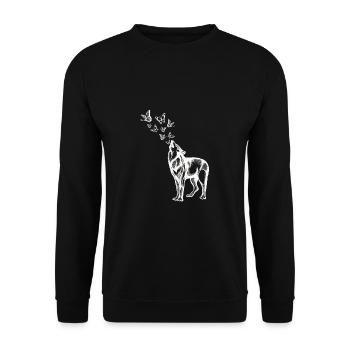 Wolf and butterflies - Unisex Sweatshirt - black - Front - Alina (178cm) & Michal (187cm)