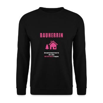 Bauherrin - Unisex Pullover - Schwarz - Vorne - Alina (178cm) & Michal (187cm)