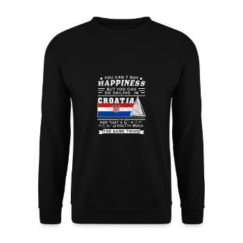 Kroatien Segeln, Segelschiff Mittelmeer Geschenk - Unisex Pullover - Schwarz - Vorne - Alina (178cm) & Michal (187cm)