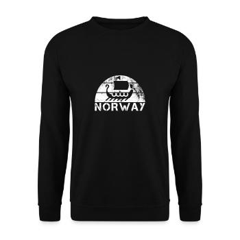Norwegen Vintage Wikinger, Skandinavien Geschenk - Unisex Pullover - Schwarz - Vorne - Alina (178cm) & Michal (187cm)