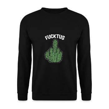 Kaktus Kakteen Fucktus Mittelfinger Stinkefinger - Unisex Pullover - Schwarz - Vorne - Alina (178cm) & Michal (187cm)