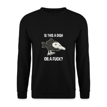 Is This A Dish Or Fuck Ente Fisch Lustig Geschenk - Unisex Pullover - Schwarz - Vorne - Alina (178cm) & Michal (187cm)