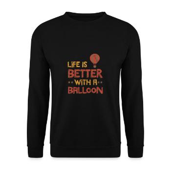 Ballonfahrer Pilot Heißluftballon Sprüche Geschenk - Unisex Pullover - Schwarz - Vorne - Alina (178cm) & Michal (187cm)