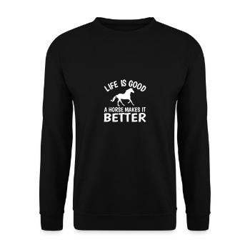 Pferd - Unisex Pullover - Schwarz - Vorne - Alina (178cm) & Michal (187cm)