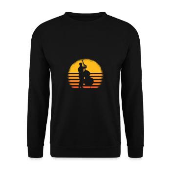 Kontrabass Retro Kontrabassist Jazz Geschenk - Unisex Pullover - Schwarz - Vorne - Alina (178cm) & Michal (187cm)