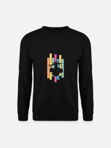Schlagzeuger Schlagzeug Drummer Lustig Retro 80er - Unisex Pullover - Schwarz