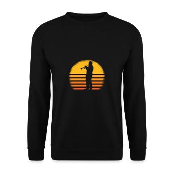 Trompete Retro Sonnenuntergang Trompeter Jazz - Unisex Pullover - Schwarz - Vorne - Alina (178cm) & Michal (187cm)
