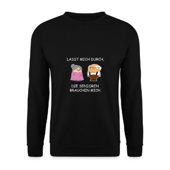 Altenpflege Pflegekraft Pfleger Lustig Witzig - Unisex Pullover - Schwarz - Vorne - Alina (178cm) & Michal (187cm)
