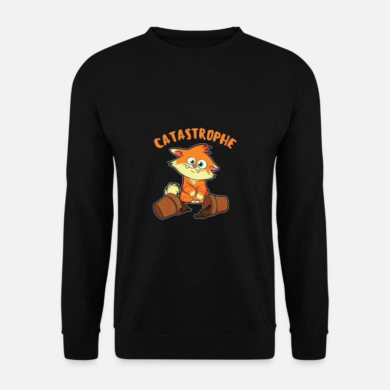 Katastrophe, Katze lustig süß Comic Geschenkidee - Unisex Pullover - Schwarz