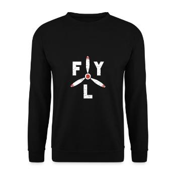 Fly propeller aircraft aviation - Unisex Sweatshirt - black - Front - Alina (178cm) & Michal (187cm)