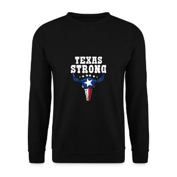 Longhorn Texas Flagge - Unisex Pullover - Schwarz - Vorne - Alina (178cm) & Michal (187cm)
