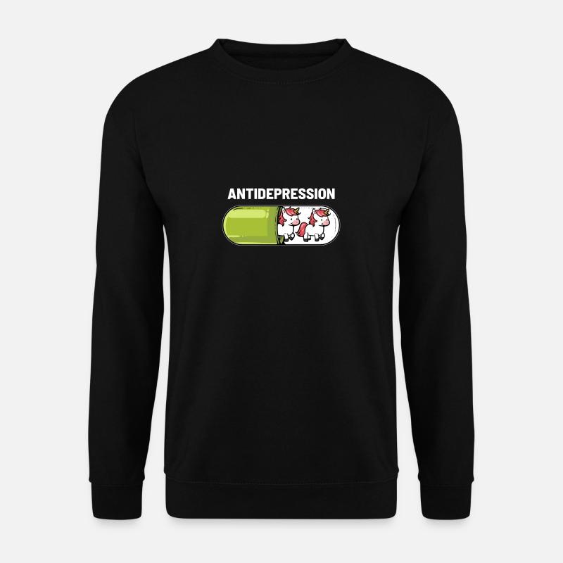 Einhorn Anti Depression Kapsel - Unisex Pullover - Schwarz