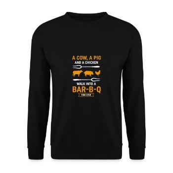 Grillmeister BBQ Quote Design Pour les amateurs de barbecue - Sweat-shirt Unisexe - noir - Devant - Alina (178cm) & Michal (187cm)