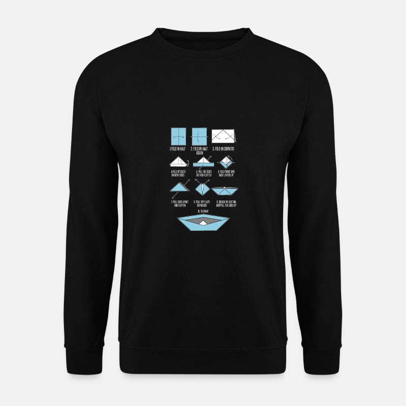 Papierboot Falten Schulzeit Basteln Spaß Geschenk - Unisex Pullover - Schwarz