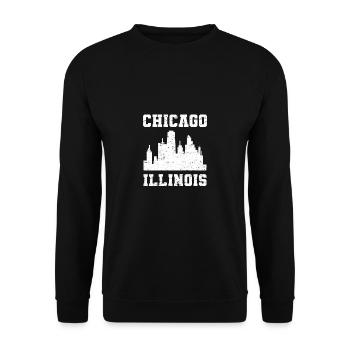 Chicago Illinois Skyline Souvenir - Sweat-shirt Unisexe - noir - Devant - Alina (178cm) & Michal (187cm)