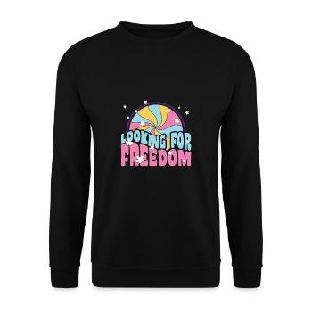 Looking for freedom retro peace hippie gift - Unisex Sweatshirt - black - Front - Alina (178cm) & Michal (187cm)
