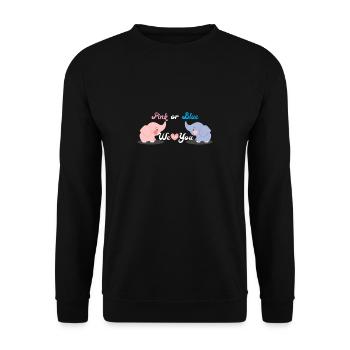 Pink or Blue - Süßes Werdende Eltern Geschenk - Unisex Pullover - Schwarz - Vorne - Alina (178cm) & Michal (187cm)