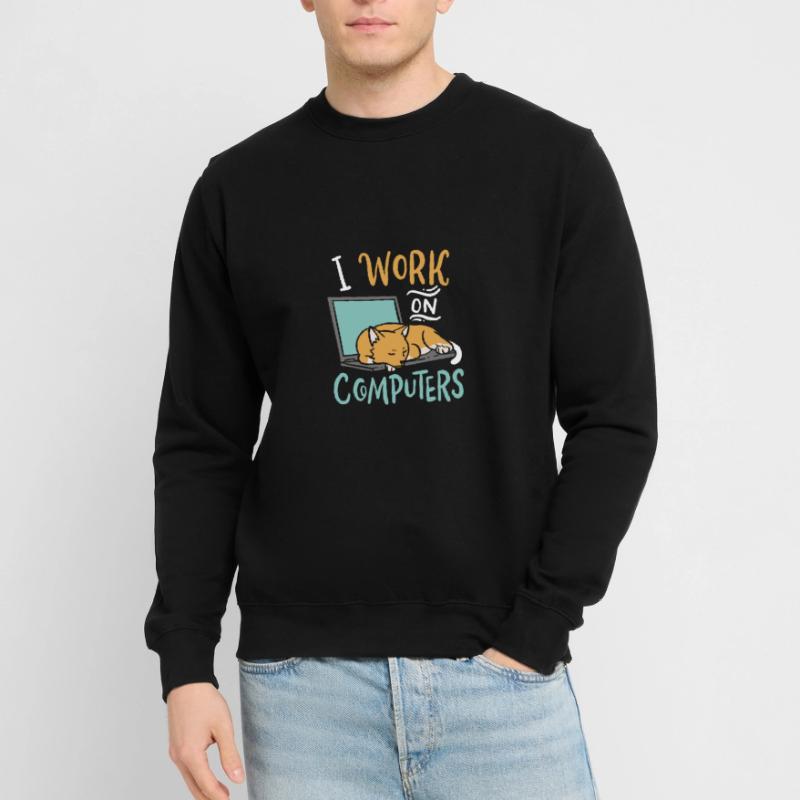 I Work on Computers Cat IT Developer Shirt Unisex Sweatshirt