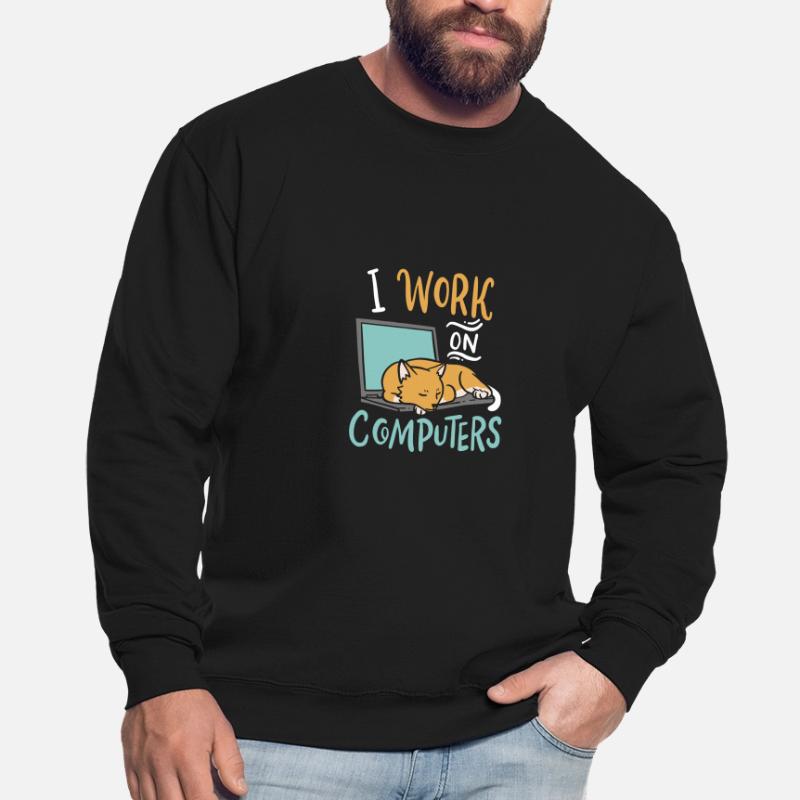 I Work on Computers Cat IT Developer Shirt Unisex Sweatshirt