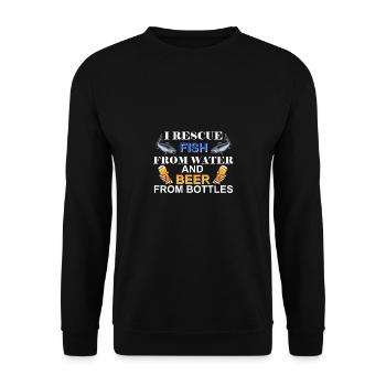i rescue fish from water and beer from bottles - Unisex Sweatshirt - black - Front - Alina (178cm) & Michal (187cm)