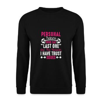 Les entraîneurs de gym drôles font confiance à l'entraînement - Sweat-shirt Unisexe - noir - Devant - Alina (178cm) & Michal (187cm)