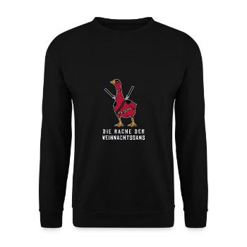 Die Rache der Weihnachtsgans Superheld Ninja Gans - Unisex Pullover - Schwarz - Vorne - Alina (178cm) & Michal (187cm)