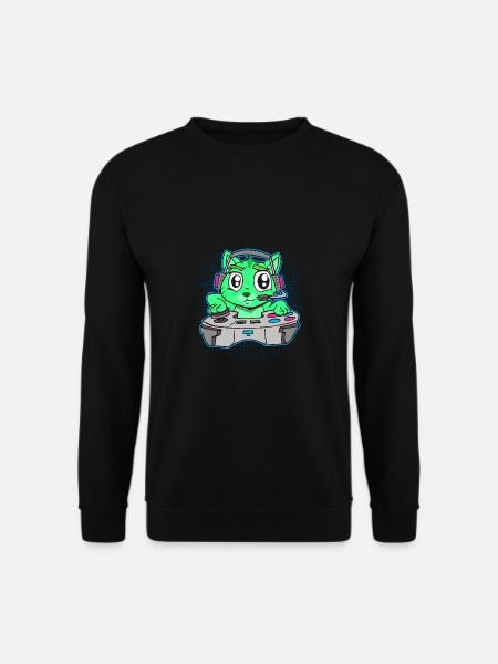 Katze Gaming Controller Gamer Comic - Unisex Pullover - Schwarz