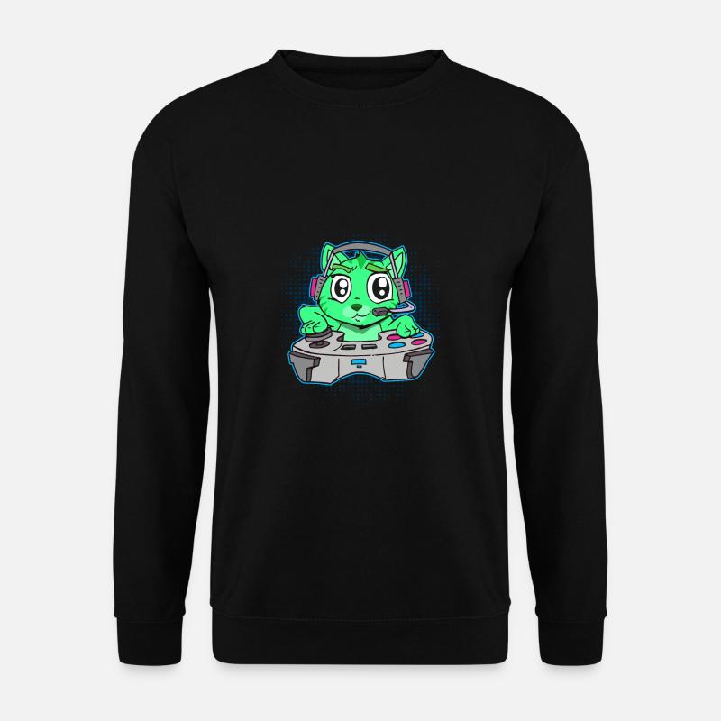 Katze Gaming Controller Gamer Comic - Unisex Pullover - Schwarz