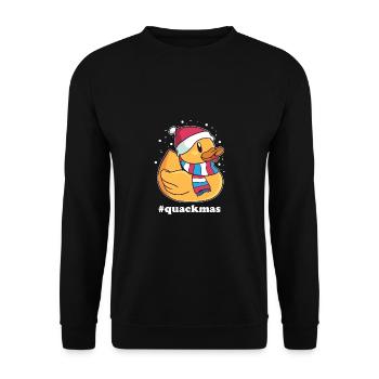 Weihnachtsente Ente Quack Mütze Winter Geschenk - Unisex Pullover - Schwarz - Vorne - Alina (178cm) & Michal (187cm)