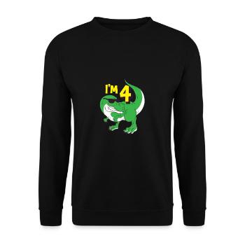 4 ans Dino anniversaire enfant garçon cadeau - Sweat-shirt Unisexe - noir - Devant - Alina (178cm) & Michal (187cm)