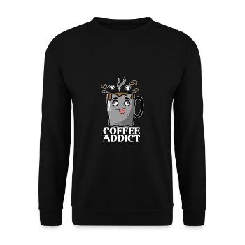 Coffee Addict - Unisex Pullover - Schwarz - Vorne - Alina (178cm) & Michal (187cm)