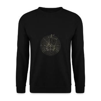 Viking boat, dragon boat, long ship - Unisex Sweatshirt - black - Front - Alina (178cm) & Michal (187cm)