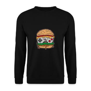 Hamburger Gaming Controller - Unisex Pullover - Schwarz - Vorne - Alina (178cm) & Michal (187cm)