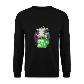 Tee Yoga Entspannung Teetrinker - Unisex Pullover - Schwarz - Vorne - Alina (178cm) & Michal (187cm)