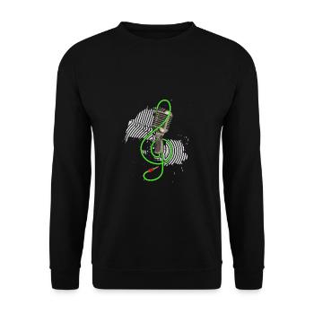 Retro Mikrofon Vintage Karaoke Sänger Podcast DJ - Unisex Pullover - Schwarz - Vorne - Alina (178cm) & Michal (187cm)