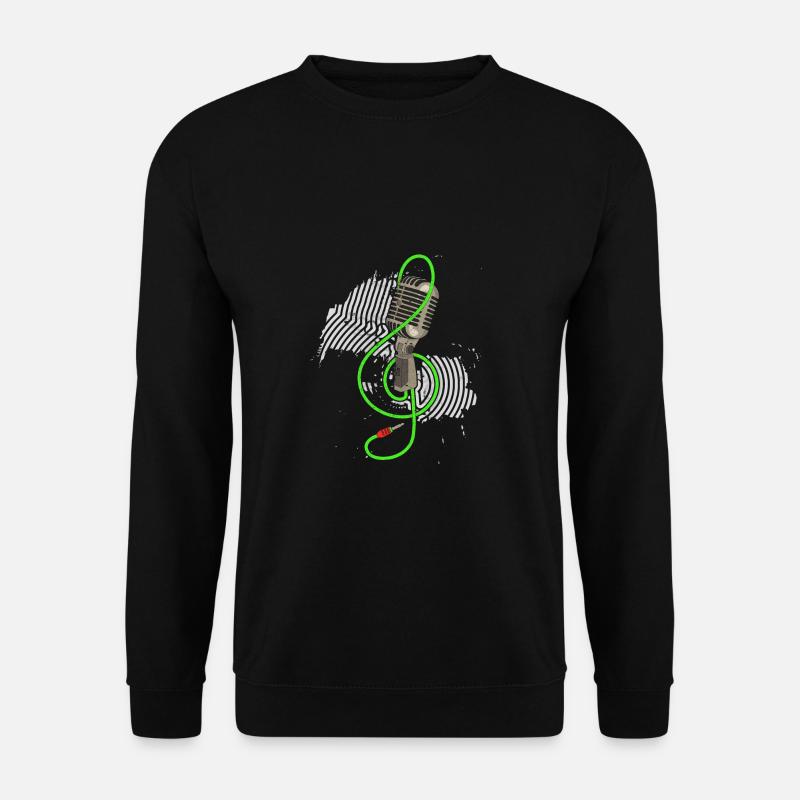 Retro Mikrofon Vintage Karaoke Sänger Podcast DJ - Unisex Pullover - Schwarz