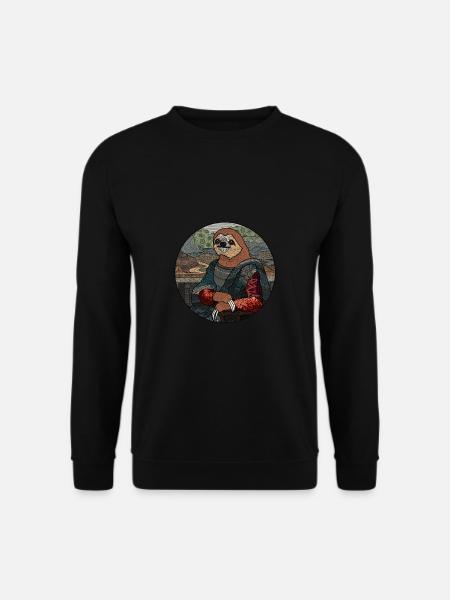 Sloth Mona Lisa funny gift for sloth fans - Unisex Sweatshirt - black