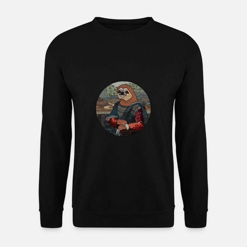 Sloth Mona Lisa funny gift for sloth fans - Unisex Sweatshirt - black