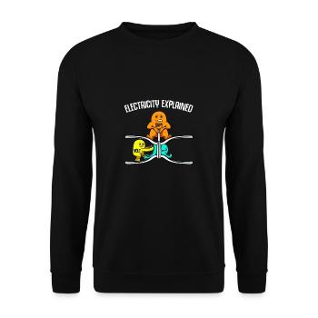 Electricity Explained Elektrizität Physiker Strom - Unisex Pullover - Schwarz - Vorne - Alina (178cm) & Michal (187cm)