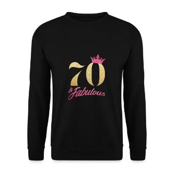 Glitter 1950 70 Jahre Geburtstag Pailletten Krone - Unisex Pullover - Schwarz - Vorne - Alina (178cm) & Michal (187cm)