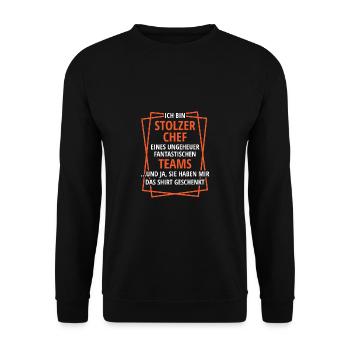 STOLZER CHEF ,BESTES TEAM, GESCHENK - Unisex Pullover - Schwarz - Vorne - Alina (178cm) & Michal (187cm)