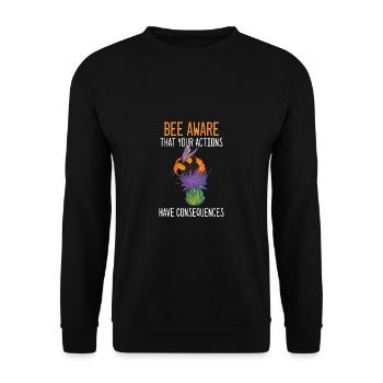 Bee Aware nature lover gift - Unisex Sweatshirt - black - Front - Alina (178cm) & Michal (187cm)