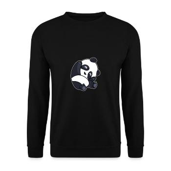Panda Kind Tierliebhaber Geschenk - Unisex Pullover - Schwarz - Vorne - Alina (178cm) & Michal (187cm)